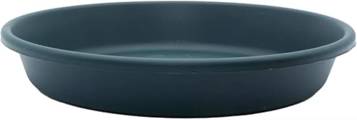 The HC Companies Flower Pot Saucers - Plastic Plant Saucer for Outdoors & Indoors - Traditional Design Plant Pot Trays for Water Drainage - Durable & Stylish Round Plant Tray (8-inch Evergreen)