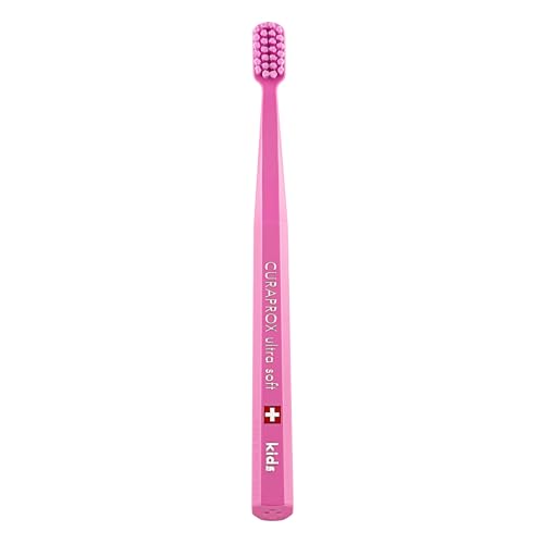 Curaprox CS Kids Toothbrush– for Children Aged 4–12 | Ultra-Soft Gentle Cleaning | 5,500 Curen® filaments | Single Pack | Pink