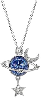 GAUEIOUR Special Star Necklace,925 Silver Zircon Star Moon Surround Fantasy Planet Star Necklace, Symbol of Friendship, Family, Love, Jewelry Necklace Gift for Daughter, Granddaughter, Ladies