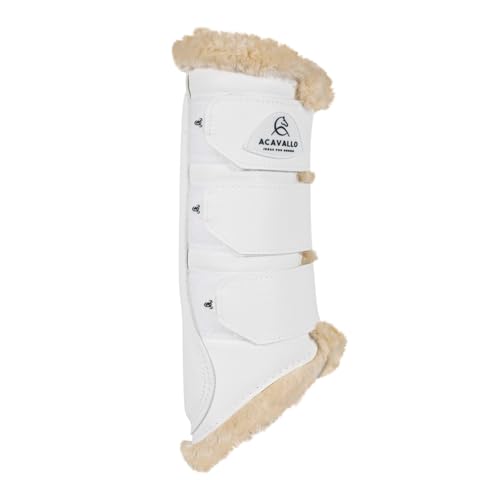 Bottes de brossage arrière de luxe en similicuir blanc et mouton Acavallo