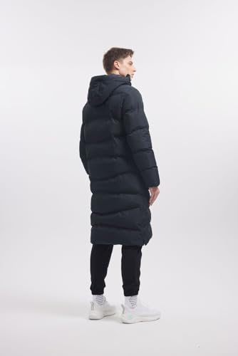 KELME Men's Long Parka Winter Coats, Windproof Hooded Soccer Training Jacket, Stadium Outdoor Cold Weather Warm Outerwear Navy Blue Silver XX Small2