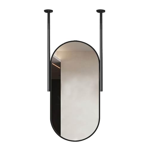 Miroir de salle de bain avec tige de suspension plafond pour mur fragile
