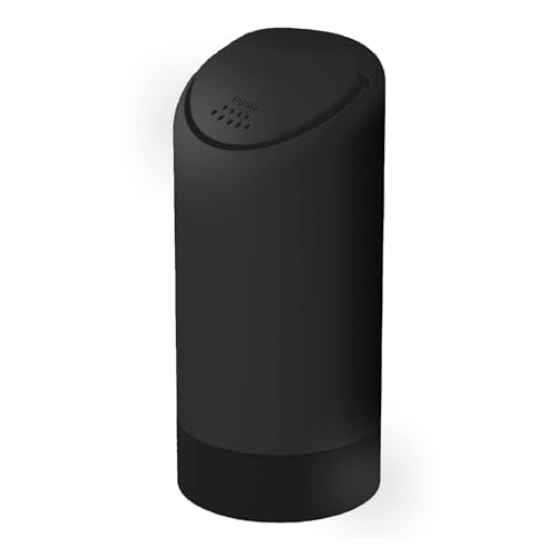 TANTRA Car Trash Can with Lid - Car Dust Bin - Black Trash Bin - Small Size Fits Cup Holder in Console Or Door - Discreet Trash Management for Your Car (Carbon Black)