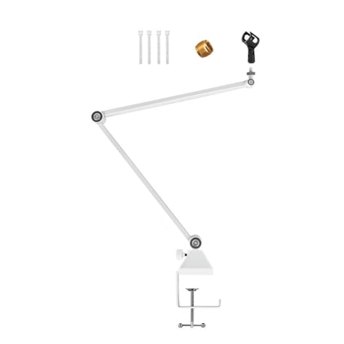 Bras de suspension pour microphone pivotant pied micro blanc table