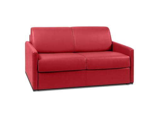 Vente-unique - Canapé 2 Places Convertible Express en Simili Rouge - Couchage 120 cm - Matelas 14 cm CALIFE