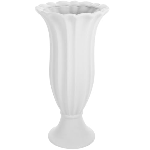 Vase funéraire céramique blanche durable contre gel et intempéries de tombe