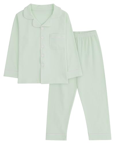Image of KAKU NANU Girls Pyjamas Set Toddler Childrens Pjs for Kids Boys Green Cotton 5 6 Years