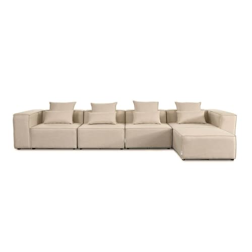 Home Deluxe - Sofa Verona - Beige, Größe: XL - ca. 414 x 70 x 207 cm, Sitzhöhe: 46 cm, Sitztiefe: 80 cm, inkl. Kissen I Modulares Sofa Modulsofa Ecksofa Wohnlandschaft