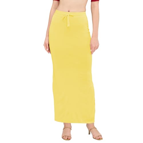 Image of DESI GIRL Satin Shimmer Stretchable Saree Shapewear Petticoat with Drawstring for Women | Mermaid fit Saree Petticoat with Side Slit for Easy Movement | Saree Shaper | Long inskirt