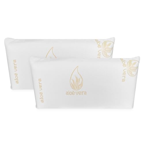 Homey - Almohada Viscoelástica Aloe Vera | Máximo Confort y Excelente Adaptabilidad con Propiedades Antiestrés | 2 Unidades de 70 x 40 cm