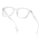 kimorn Blue Light Blocking Fashion Square Glasses, Anti Eyestrain Lens Lightweight Frame Eyeglasses for Men Women (Transparent)