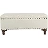 HomePop Large Storage Bench with Nailhead Trim - Cream
