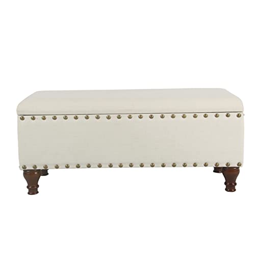 HomePop Large Storage Bench with Nailhead Trim - Cream by HomePop - Image 2