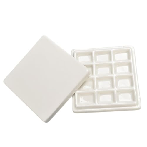 Paleta de pinturas de acuarela de cerámica, pintura al óleo, 12 rejillas
