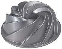 Nordic Ware Heritage Bundt Pan, Swirl Cast Aluminium Bundt Tin, Bundt Cake Tin with Elegant Pattern, Silver