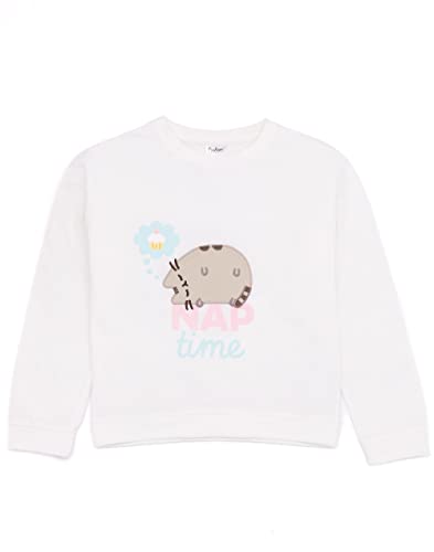 Pusheen Girls Pajama Set | Kids White & Green Loungewear T-Shirt & Pants Complete PJs Cat Nap Time Tee with Fleece Shorts3