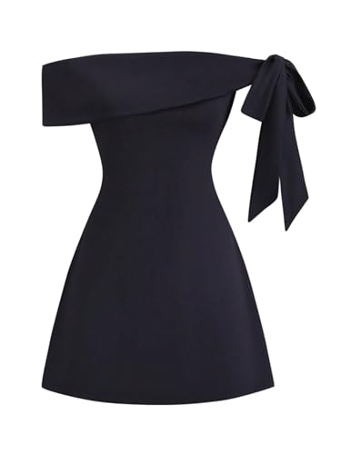 Image of GORGLITTER Women's Bow Mini Dress Summer Off Shoulder Tea Party Birthday Cocktail Cute Going Out Graduation Sun Dresses
