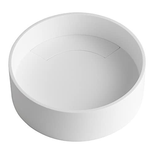 Ancona An-3361 Round Pure Acrylic Stone Vessel Bathroom Sink In Matte White #TOP3