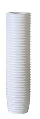 Casablanca - Vase - aus Keramik matt weiß mit Rillenstruktur H 58 cm