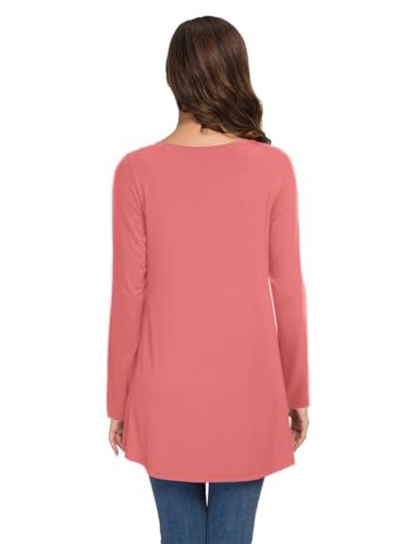 AWULIFFAN Women's Casual Round Neck Long Sleeve Loose Tunic T-Shirt Blouse Tops3