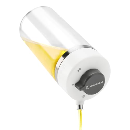 KITCHENDAO Präzisions-Glas-Ölspender mit 3 Modi, tropffreier Ausguss, zwei einstellbare Fließgeschwindigkeiten, 12 oz Essigspender-Flasche für die Küche, Borosilikatglas-Olivenölflasche zum Kochen