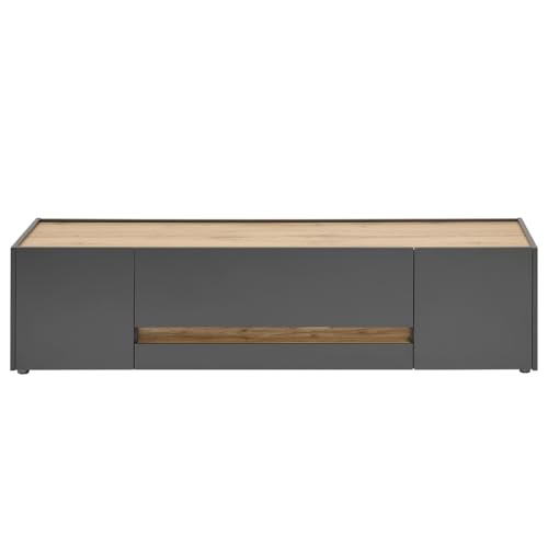 Lomadox TV Lowboard modern in anthrazit mit Absetzungen in Wotan Eiche Nb., B/H/T: ca. 170/40/45 cm