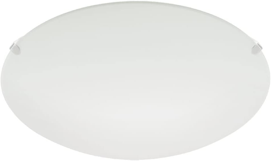 White Satin Glass Shade Modern Round Flush Ceiling & Wall Light | 25cm Diameter | 1 x ES E27 Lamp Required | UK Approved | Low Profile Height