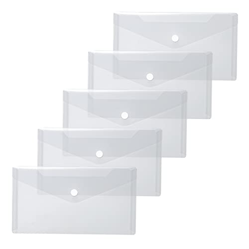 HERMA 20032 - Sobres para documentos (5 unidades, formato DIN largo, transparente, con cierre de presión, para escuela, universidad, oficina, viajes