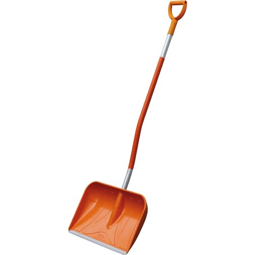 CEMO GFK-Schneeschaufel mit D-Griff, Orange-Silber, 161 cm