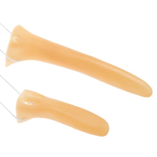 CREATCABIN 6 Pcs Halloween Fake Nose 2 Size Prosthetic Nose Costume Accessories Pointy Nose Extension Cosplay Party Supplies Prop Plastic Headset Soft for Witch Pinocchio 2.17x6.5 2.17x4.13 Inch