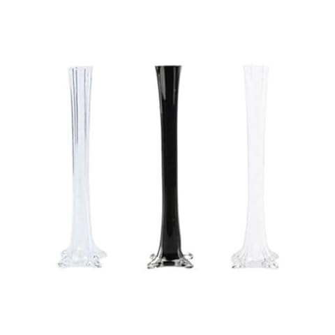 LACrafts 16" Glass Eiffel Tower Vases - 12 Pack - Clear Cover
