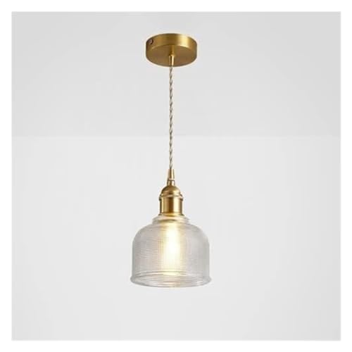 Lustre suspendu à LED style japonais en laiton et verre pour salle à manger