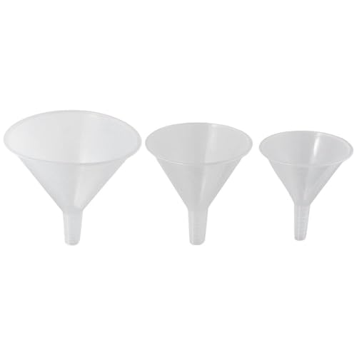 SHUATI Kitchen Cooking Funnel 100mm, 120mm, 150mm Clear Lab PP Funnels Transparent Plastic Funnels Set Filling Bottles