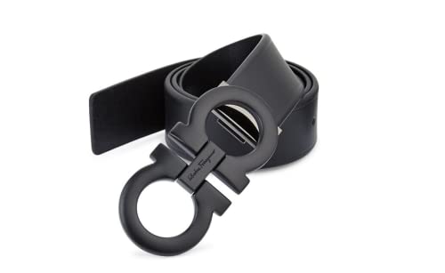 Salvatore Ferragamo Men's Black Leather Belt With Black Matte Buckle (100) #TOP7