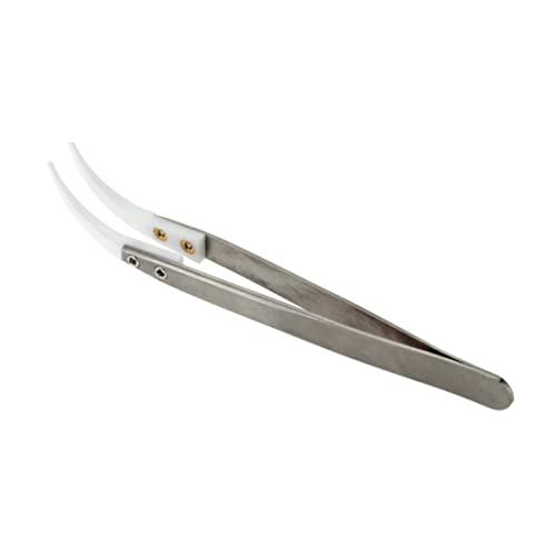 Tweseurs en acier inoxydable pointes courbes fines Tiptes en céramique antimagnétiques à haute température 1pc Tiwezers à haute température - Image 4