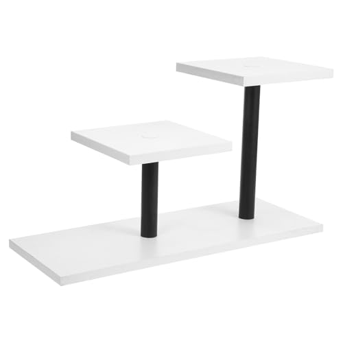 POPETPOP Support Plante Intérieur Niveaux Escalier pour Pots de Fleurs Rangement Décoratif de Bureau et Salon Porte-pot Élégant Noir avec Tablettes Blanches