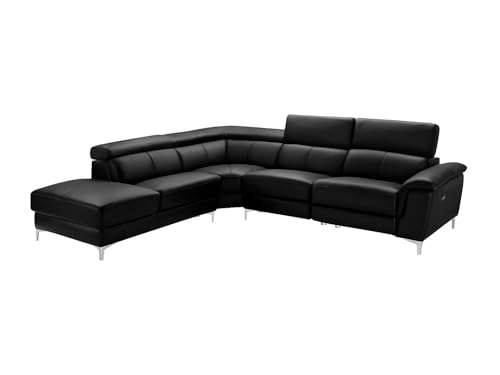 Vente-unique - Canapé d'angle Relax électrique en Cuir SITIA - Noir - Angle Gauche