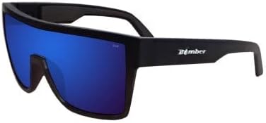 BOMBER Saftey Glasses for Men and Women, Blue Mirror Safety Lens, with Matte Black Square Frame and Non Slip Foam lining, Removable Side Shields included, z87 Compliant - BZ103BM