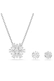 Swarovski Idyllia Schmuck-Set, rhodiniert, gemischte Schnitte, Schneeflocke, Weiß, Standard, Stein Metall, Zirkonia