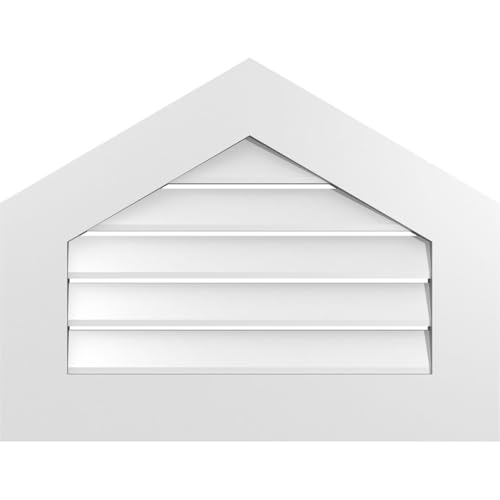 TrueCraft PVC Peaked Top Surface Mount Gable Vent, 26"W x 20"H Overall Frame Size, 7/12 Pitch: 1" x 3-1/2" Standard Trim Frame, Functional