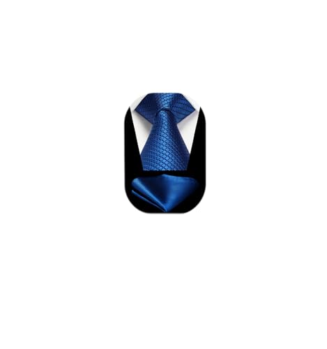 Image of HISDERN Mens Ties Plaid Tie and Pocket Square Set Classic Woven Formal Checkered Neckties & Handkerchief Wedding Party