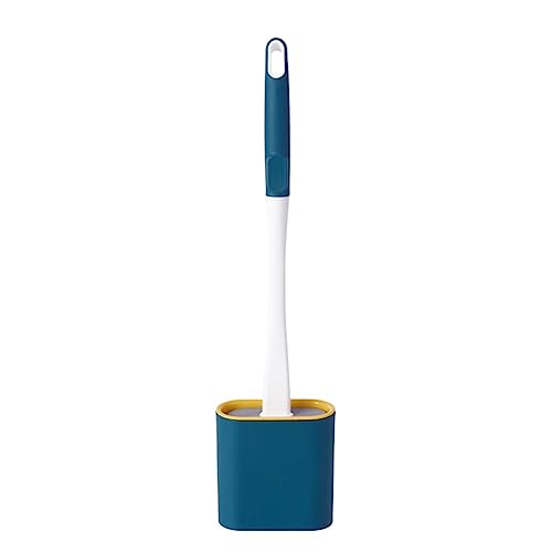 XIZONLIN Silicone Toilet Brush and Holder Set Bathroom Toilet Brushes Quick-Drying Holder Cleaning Brush Kit with No-Slip Long Plastic Handle and Flexible Bristles