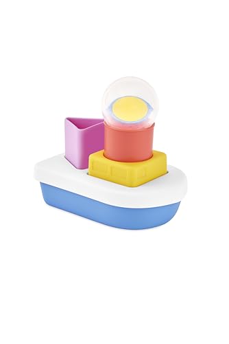 Skip Hop Baby Bath Toy STEM Learning & Play Stacking Boat 6-piece Set Bathtub Sensory Development Toy with Sprinkle Effects & Floating Pieces Age 6m+ - image 3