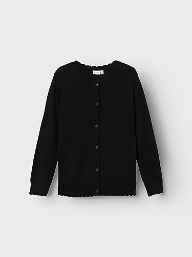 NAME IT Mädchen NKFVAMONE LS Knit Card K NOOS Strickjacke, Black, 122/128
