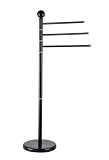 BM Piantana Portasciugamani da Terra in Metallo Nero con 3 Bracci Girevoli – Accessorio Bagno Elegante, Stabile e Facile da Montare (NERO)