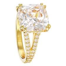 Bague Swarovski Stilla plaqué or zircone cubique blanche bague cocktail carrée