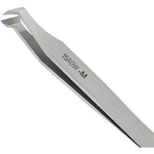 Excelta 15A-GW-M Cutting Tweezers 110° Angulated Short Fine Point - 4.5 Carbon Steel
