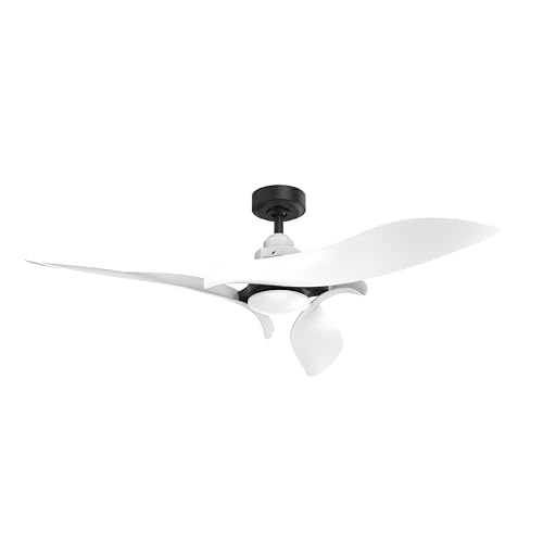 AEROFANTURE 54 Inch White Ceiling Fan, Quiet DC Motor with Remote, 6 Speeds and Reversible Airflow, Modern Indoor Fan for Bedroom or Living Room