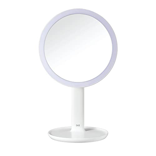 EKO - iMira - Espejo LED de Aumento 5X - Espejo avanzado Ultra Transparente, Blanco Mate, 5 aumentos, 18 cm