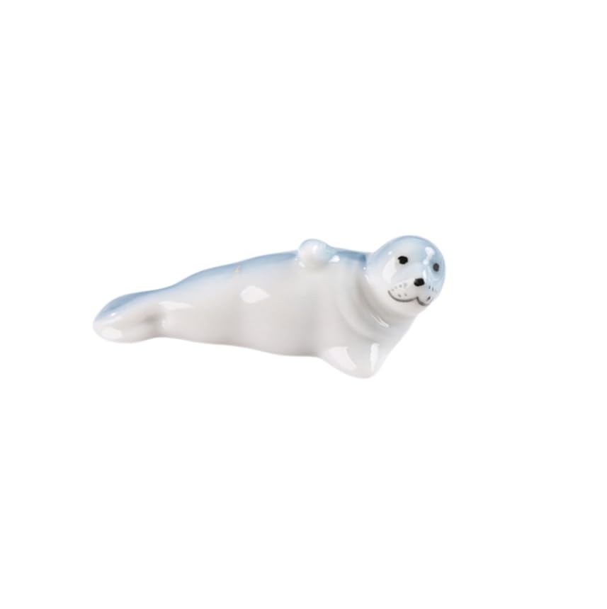 Poggia bacchette, porta bacchette, grazioso supporto per bacchette da ristorante e cucchiaio per cucina, 6 pezzi di ornamenti da tavolo in ceramica a forma di foca, cuscino a forma di leone marin
